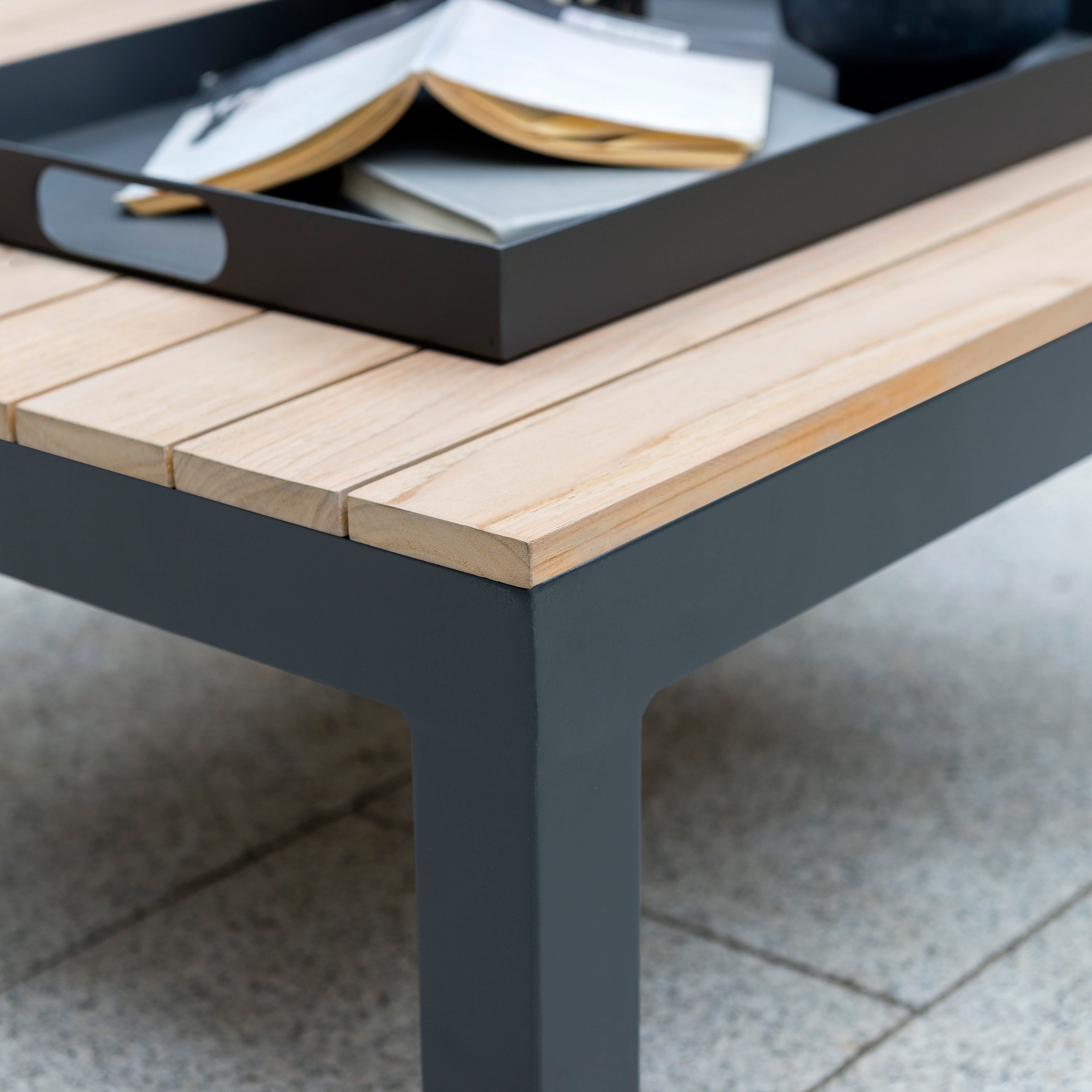 Closeup of the frame on the Elba Corner 7-Piece Modular Set