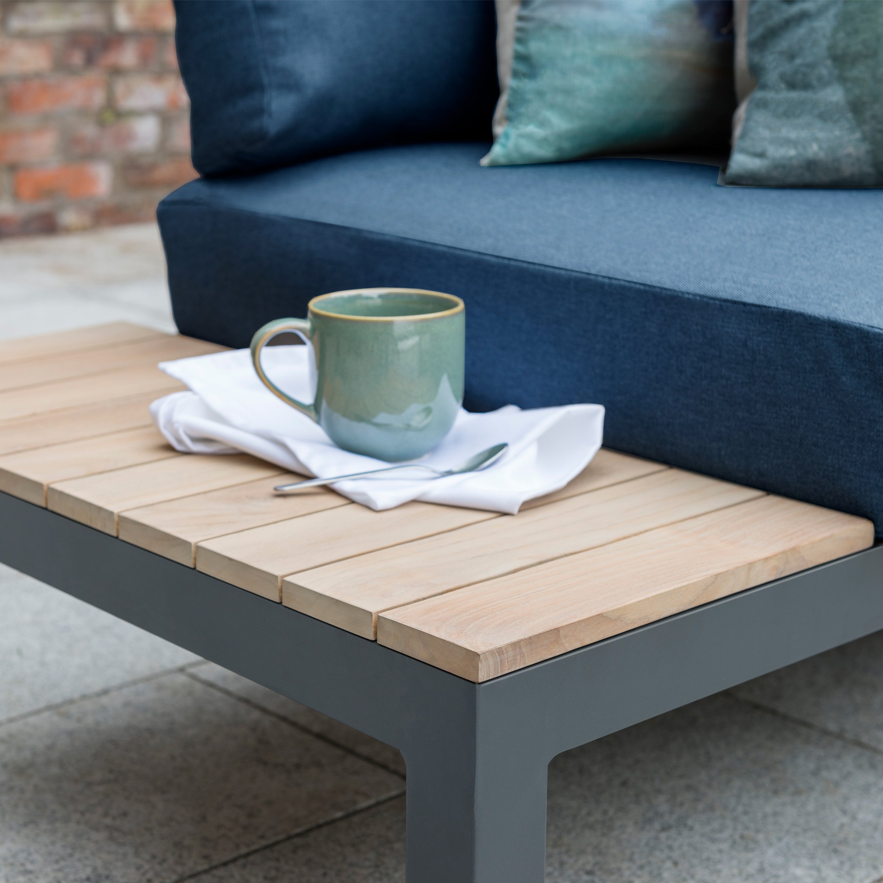 Lifestyle closeup of the Elba Corner 7-Piece Modular Set