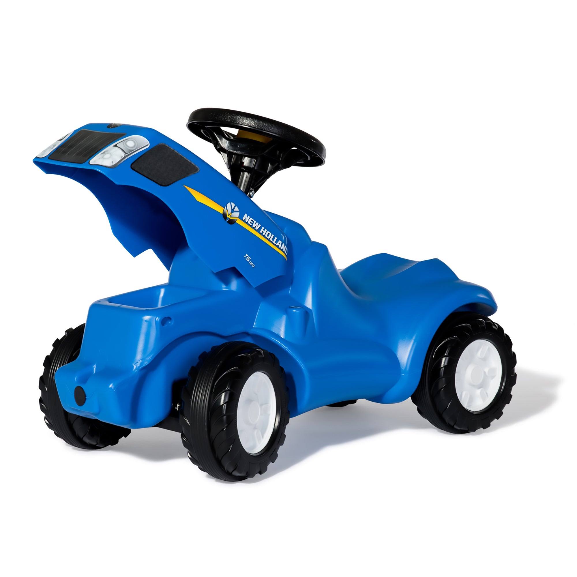 New Holland Minitrac Foot to Floor Ride-On with the hood lifted