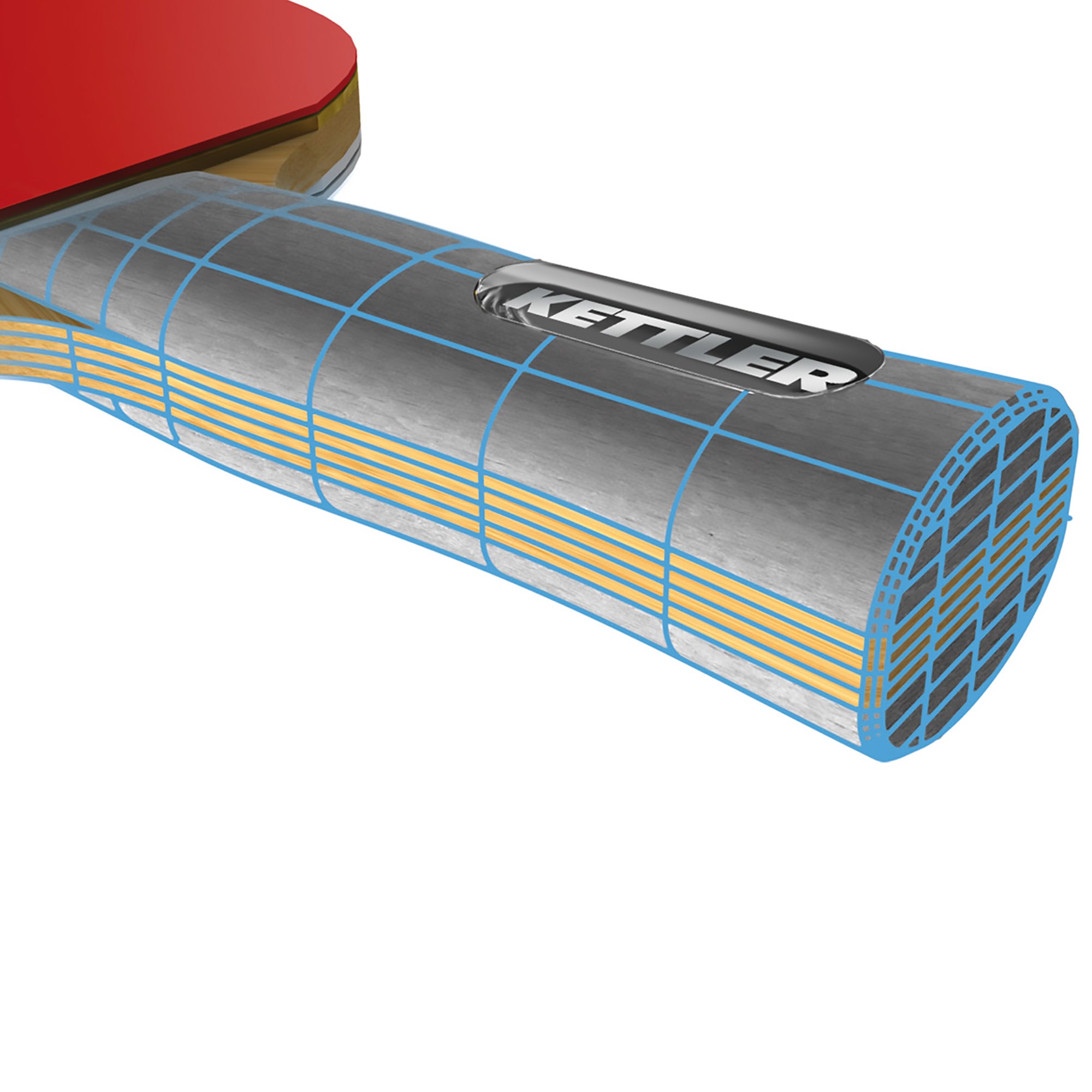 Closeup of the racket handle from the GTX-85 4-Player Set