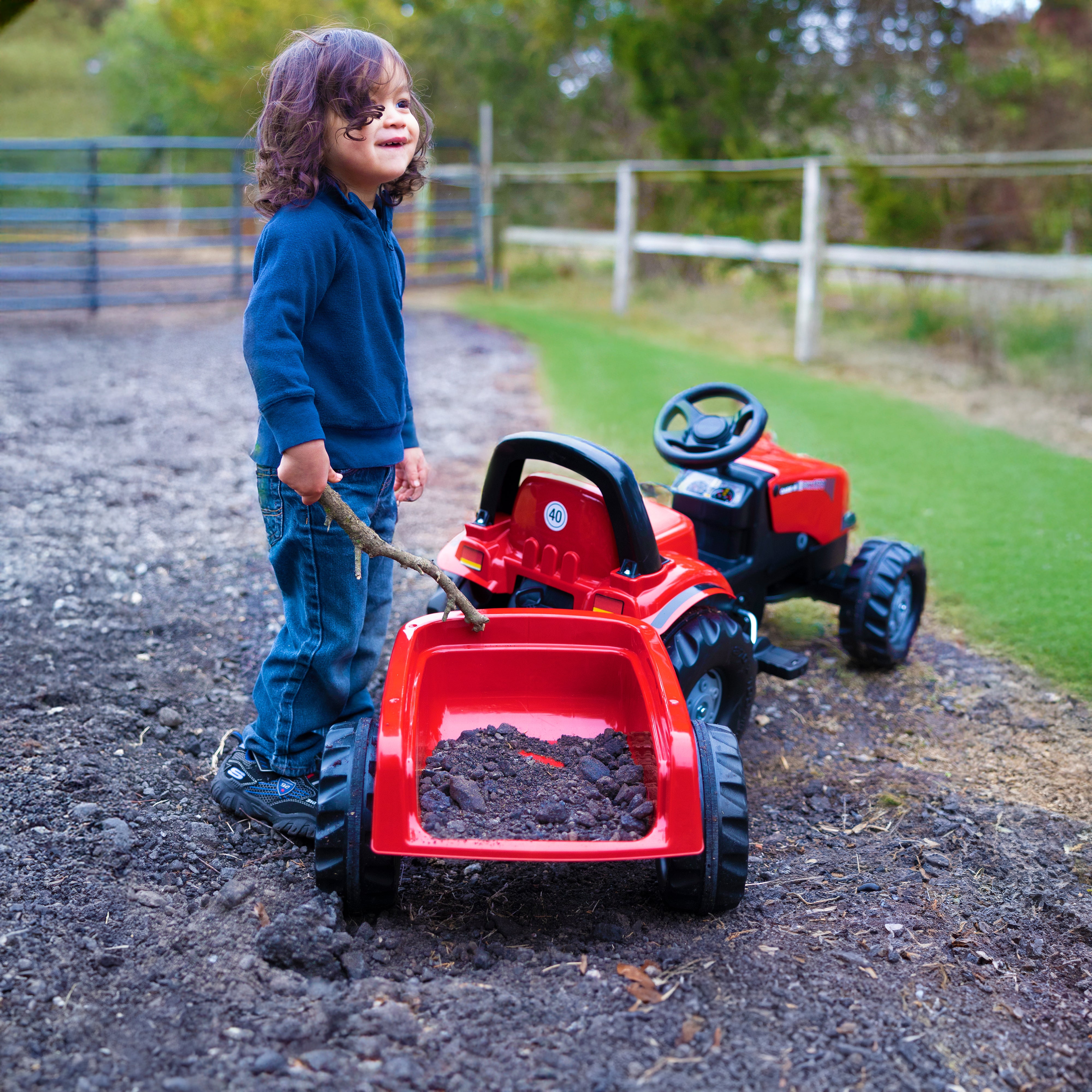 CASE Pedal-Powered Kid Tractor with Trailer