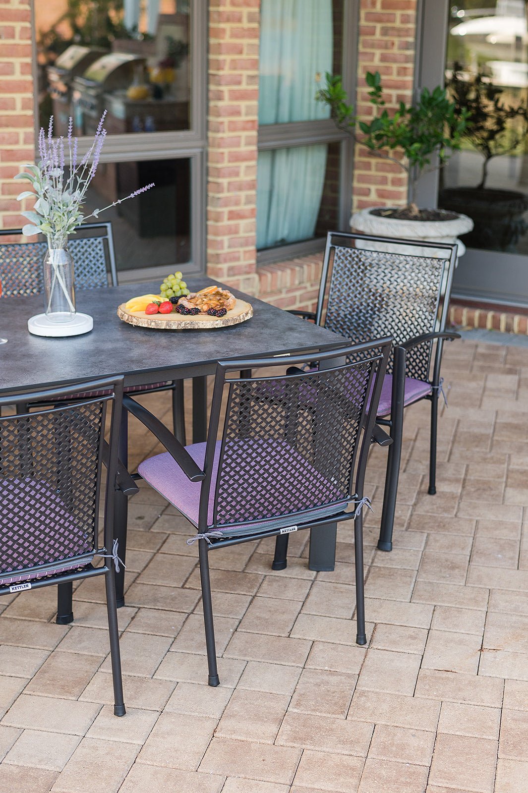 Reno 7-Piece Dining Set - Arm Chairs &amp; Table w/ Umbrella Hole