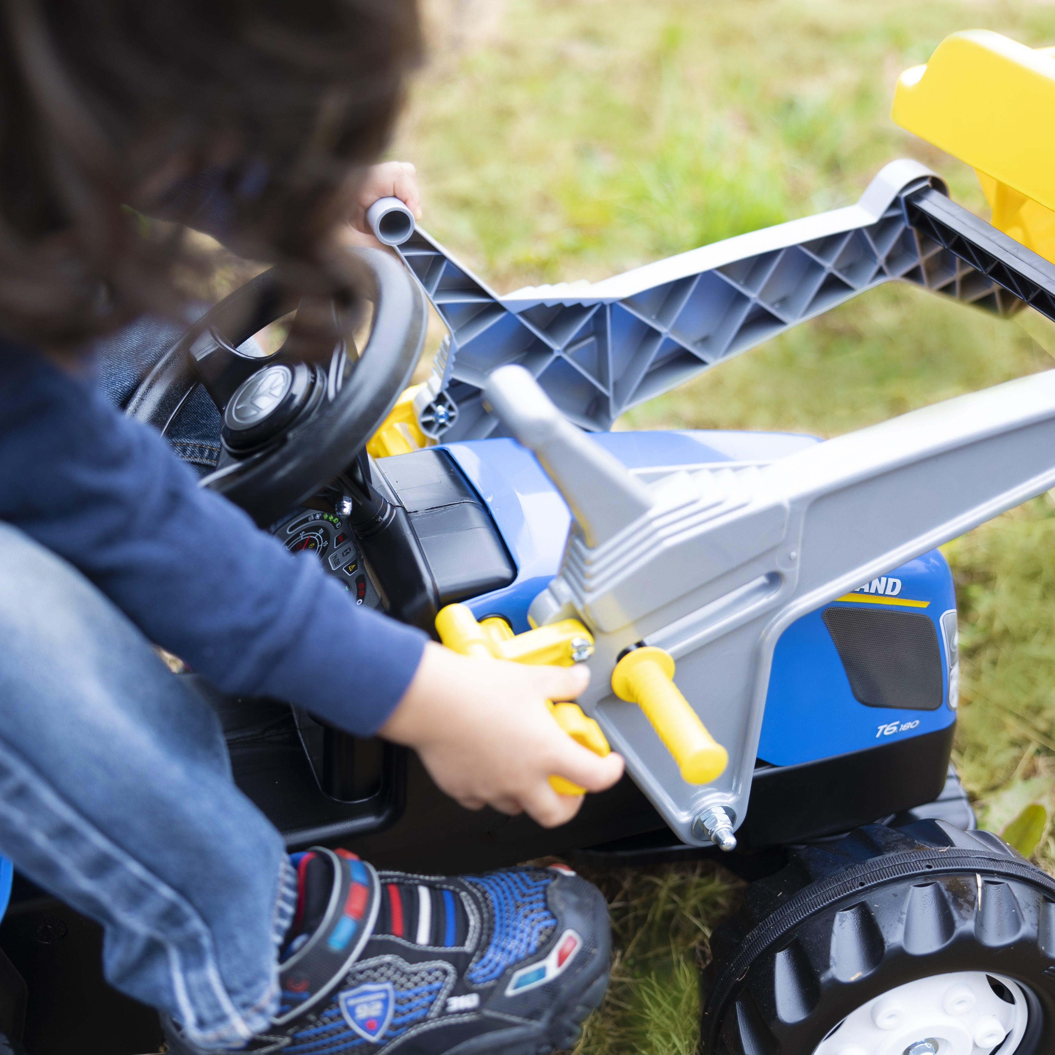 New Holland Pedal-Powered Kid Tractor with  Front Loader & Trailer