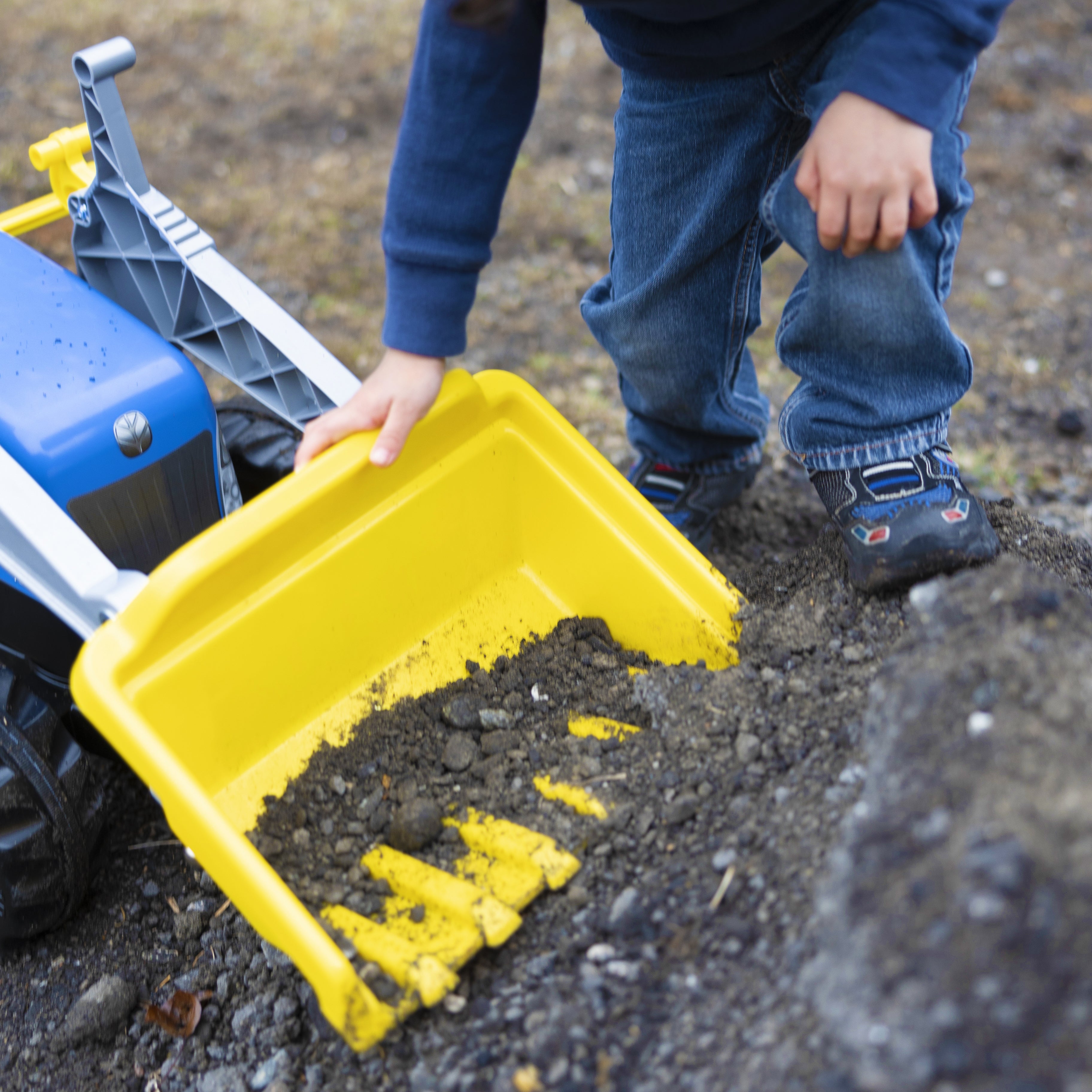 New Holland Pedal-Powered Kid Tractor with  Front Loader & Trailer